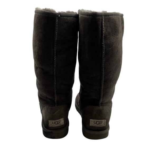 UGG Australia Classic Suede Tall Shearling Fur Boots Gray Pull On Size 7 Cozy - Picture 4 of 16